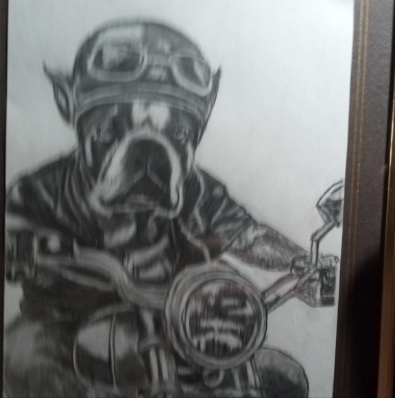Hand Drawn Artwork by me of Hound on a Harley Davidson or Hog - Picture 3 of 4